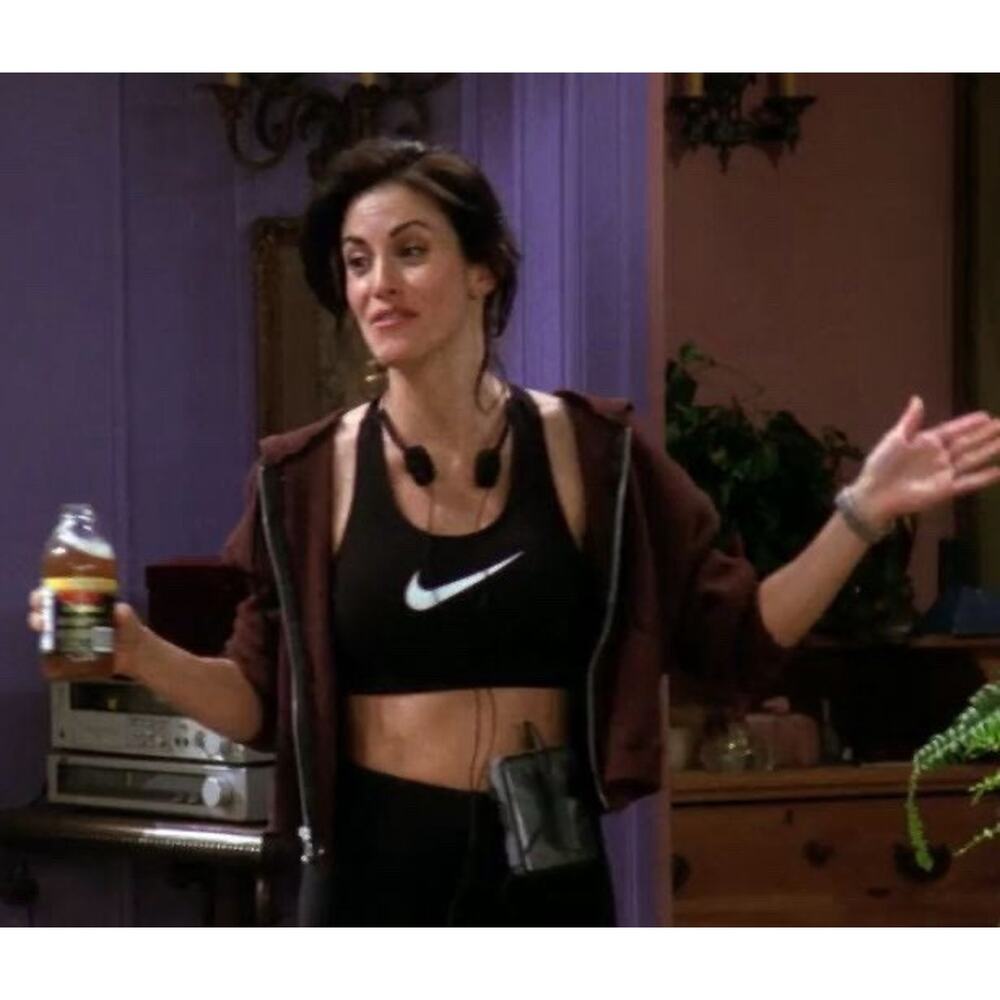 Nike ASO Courtney Cox Monica Geller Friends Sports Bra Size Large Center Swoosh